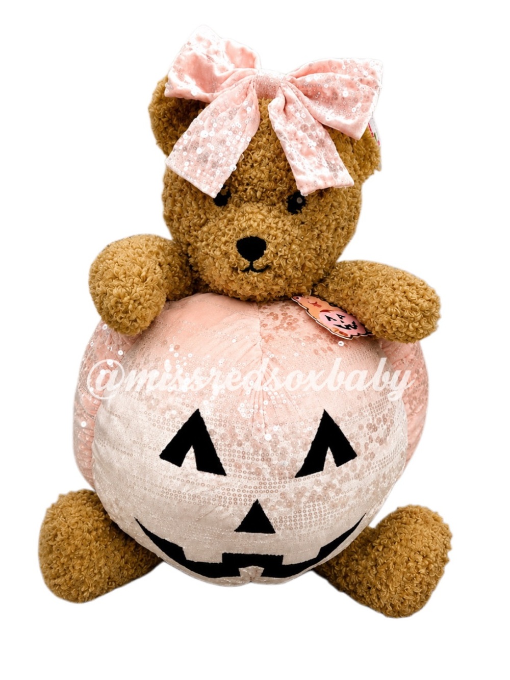 Sherpa Teddy Bear in a Pumpkin Costume Decorative Pillow